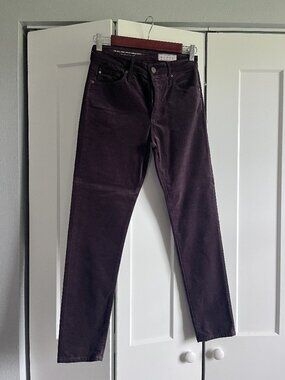 Adriano Goldschmied for Anthropologie Purple Velvet Pants High Rise Stevie Ankle